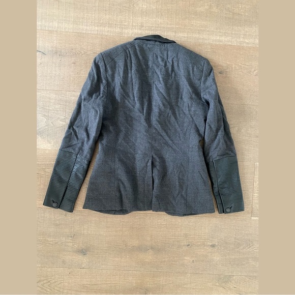 rag & bone women’s gray wool leather trim blazer jacket - Picture 5 of 5
